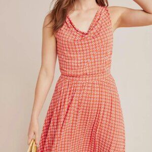 Anthropologie Maeve Red Floral Sleeveless Cowl Neck Jersey Midi Dress